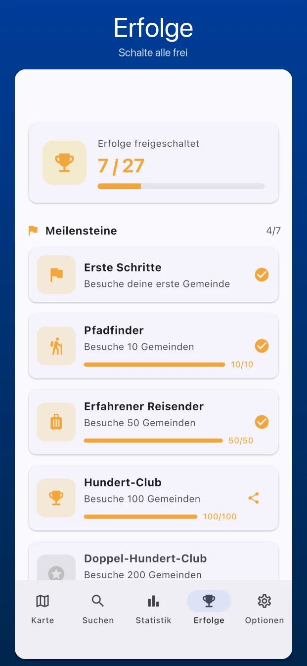 Erfolge und freigeschaltete Abzeichen